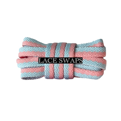 Baby Blue & Baby Pink Two Tone Flat Shoelaces