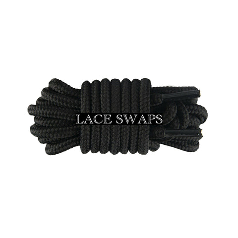 Black Jordan 11 Thick Round Shoelaces