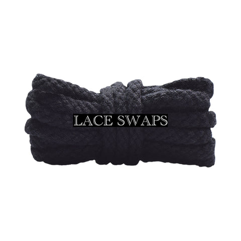 Black Thin Braided Rope Shoelaces