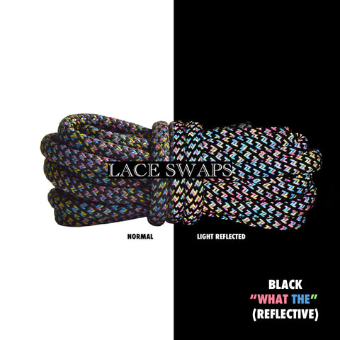 Black "What The" Reflective 350 Boost Rope Shoelaces