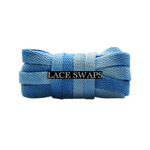 Blue Faded Flat Shoelaces