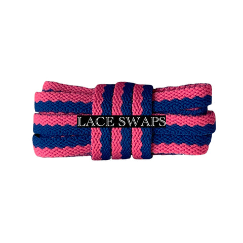 Blue & Hot Pink Two Tone Flat Shoelaces