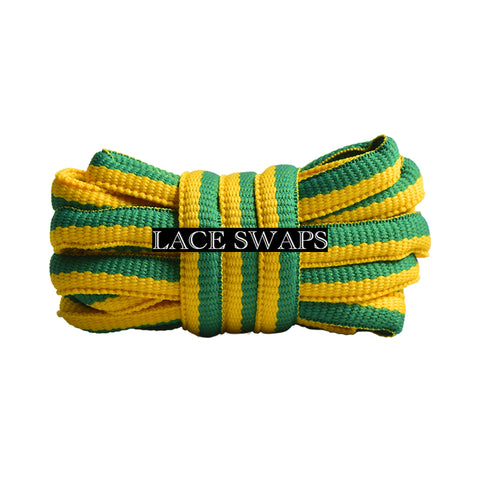 Green & Golden Yellow Thick SB Dunk Oval Shoelaces