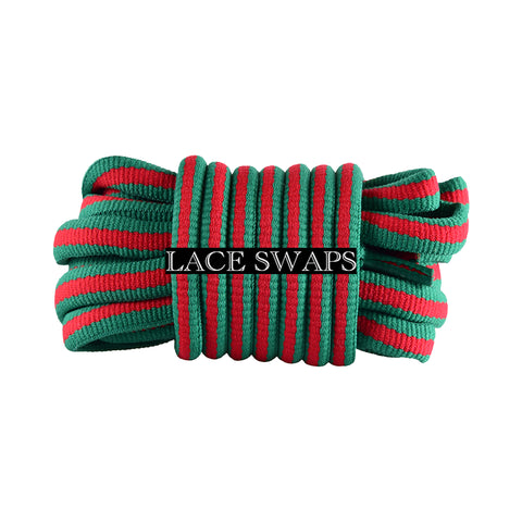 Limited Edition Red & Green Thick SB Dunk Oval Shoelaces