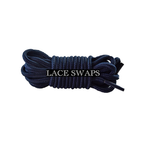 Navy Thin Round Classic Shoelaces
