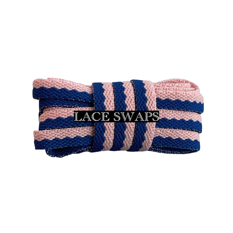 Navy & Light Pink Two Tone Flat Shoelaces