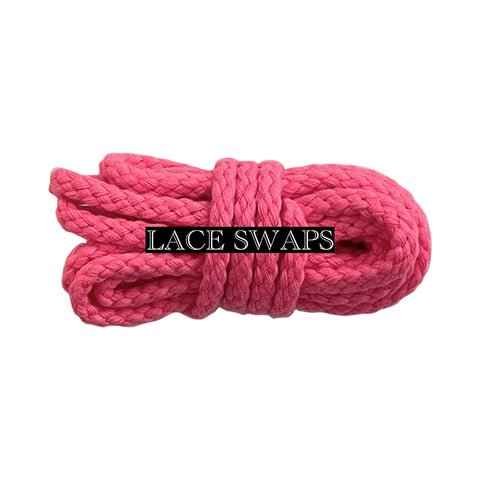 Neon Pink Thin Braided Rope Shoelaces
