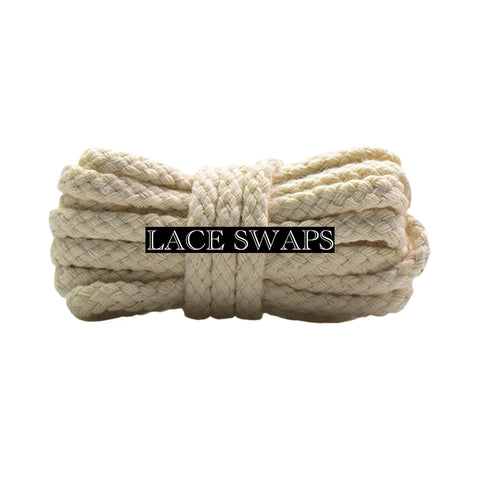 Oatmeal Thin Braided Rope Shoelaces