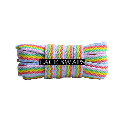 Pastel Wavy Pattern Flat Shoelaces