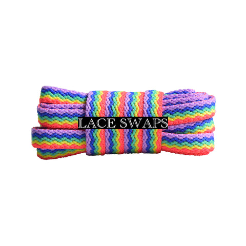 Rainbow Wavy Pattern Flat Shoelaces