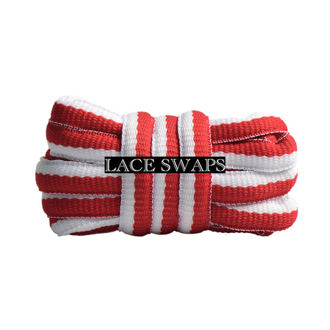 Red & White Thick SB Dunk Oval Shoelaces