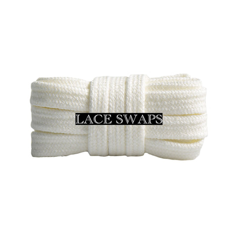 Soft White Cotton Flat Shoelaces
