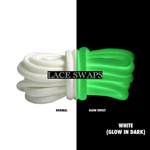 White Glow In Dark 350 Boost Rope Shoelaces