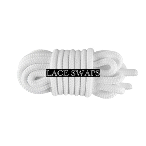 White Jordan 11 Thick Round Shoelaces