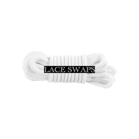 White Thin Round Classic Shoelaces