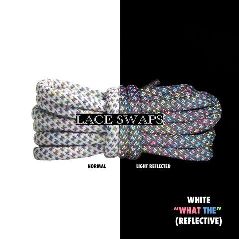 White "What The" Reflective 350 Boost Rope Shoelaces