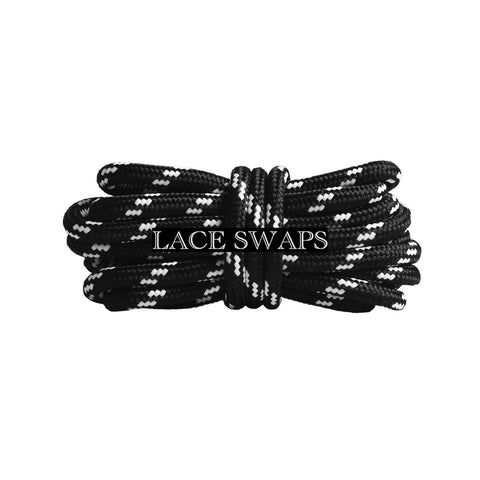 Black & White Two Tone Round Shoelaces