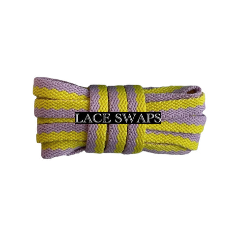 Yellow & Light Orchid Two Tone Flat Shoelaces
