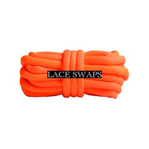 Neon Orange Round Soft Tubular Shoelaces