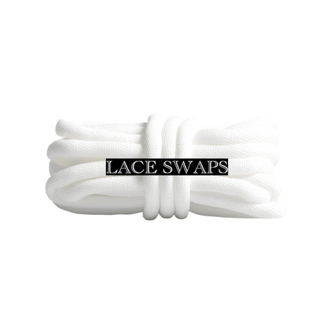 White Round Soft Tubular Shoelaces