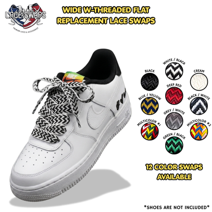 W-Threaded Pattern Premium Double Layer Flat Shoelaces