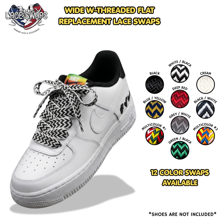 W-Threaded Pattern Premium Double Layer Flat Shoelaces