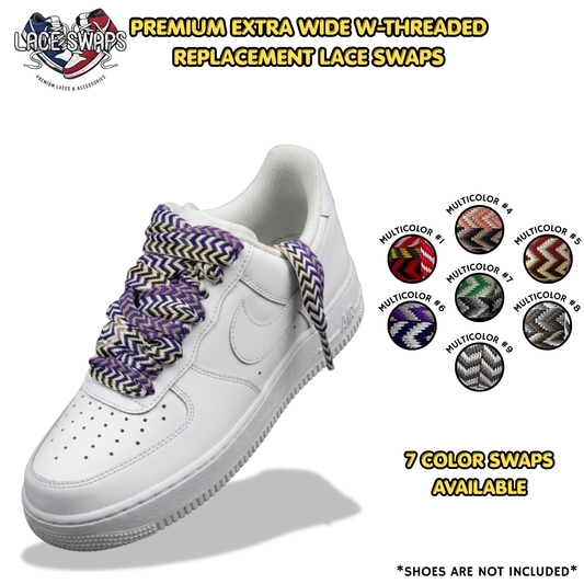 Premium W-Threaded Pattern Wide Flat Shoelaces