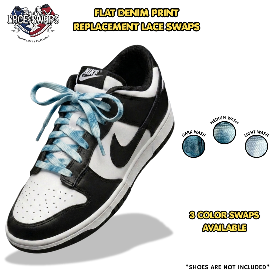 Flat Denim Print Shoelaces