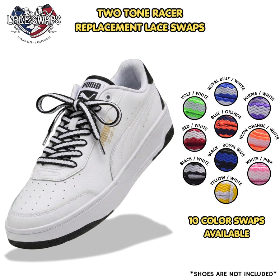 Two Tone Racer Pattern Flat Shoelaces