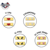 Chic Metal Shoelaces Lips, Diamond, Eyes , Pink Heart Available